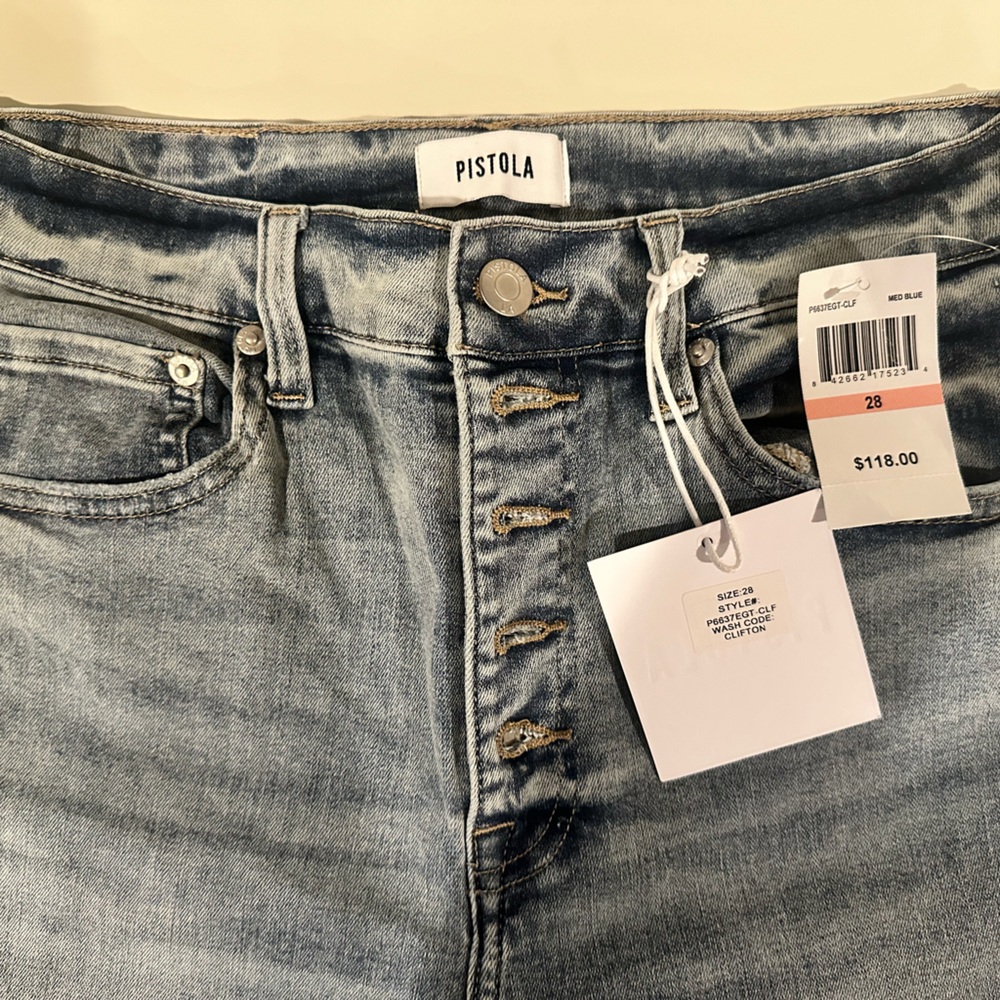 NWT PISTOLA Aline High Waist Raw Hem Skinny Jeans in Clifton Wash - Picture 4 of 5